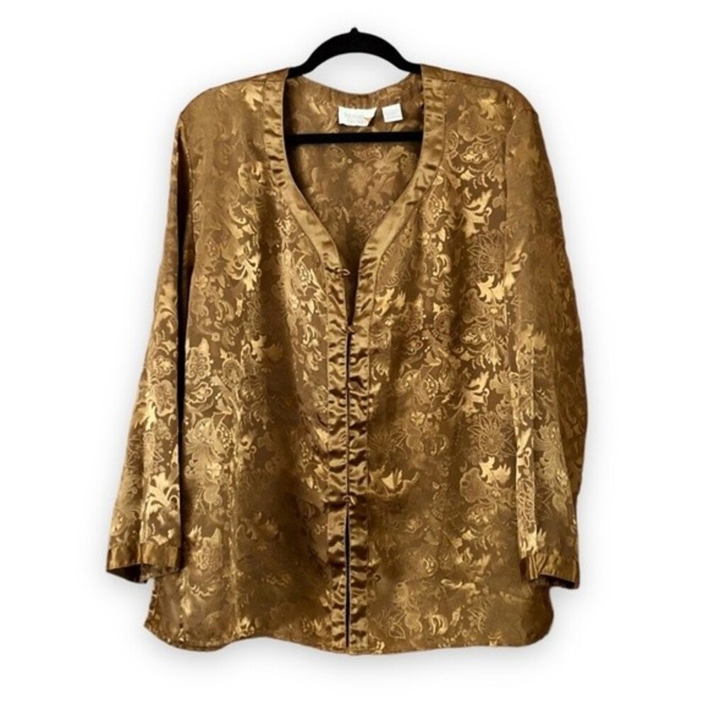 Vintage Victoria's Secret Gold Label Long Sleeve Button Up Top Size Medium